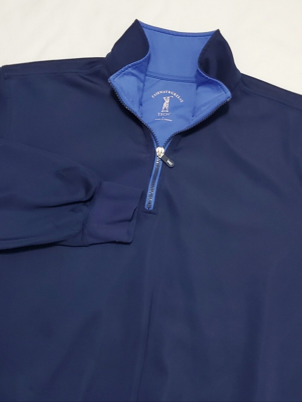 Fairway & Greene Tech Quarter Zip Pullover Navy Blue Mens Large